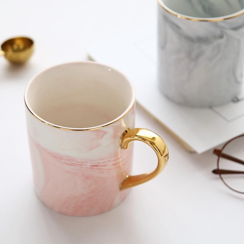 Gold Handle Marble Mugs - Nordic Side - 