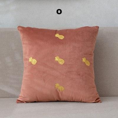 Letter Embroidered Velvet Cushion Cover - Nordic Side - 