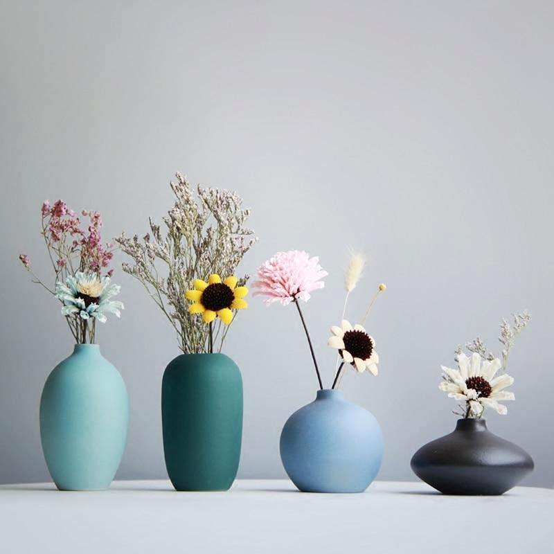 Minimal Blues Ceramic Vase - Nordic Side - 