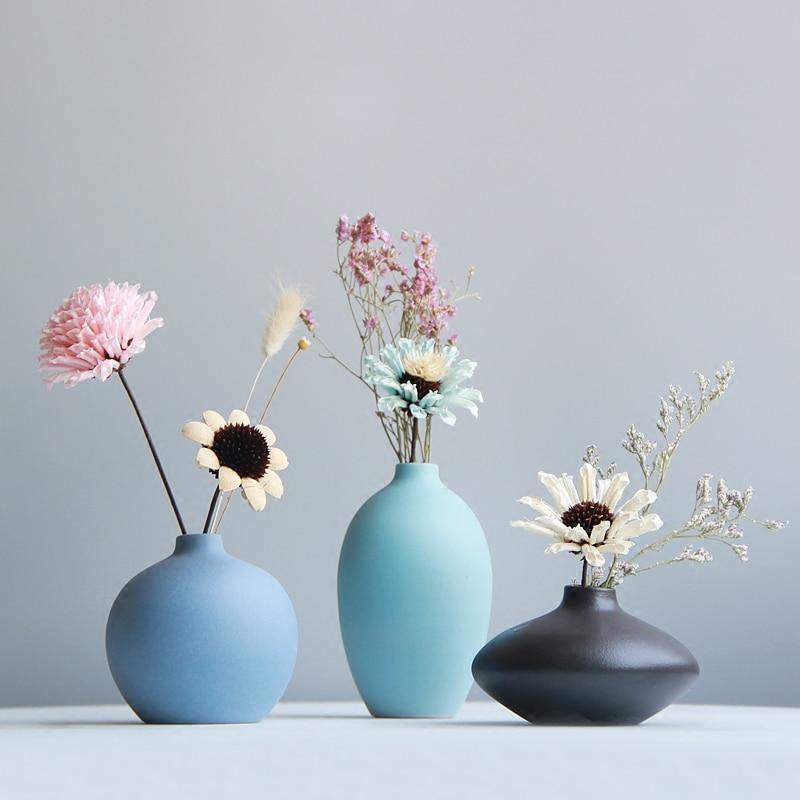 Minimal Blues Ceramic Vase - Nordic Side - 