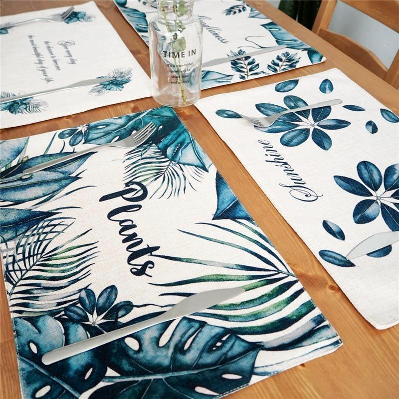 Linen Leaves Table Mat - Nordic Side - 