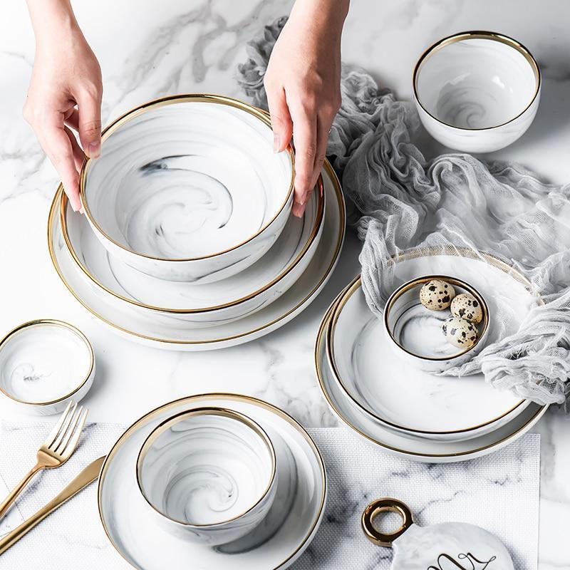 Golden Edge Marble Tableware - Nordic Side - 
