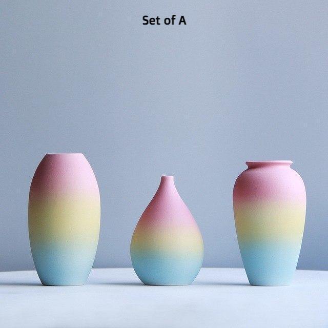Rainbow Print Ceramic Vase - Nordic Side - 