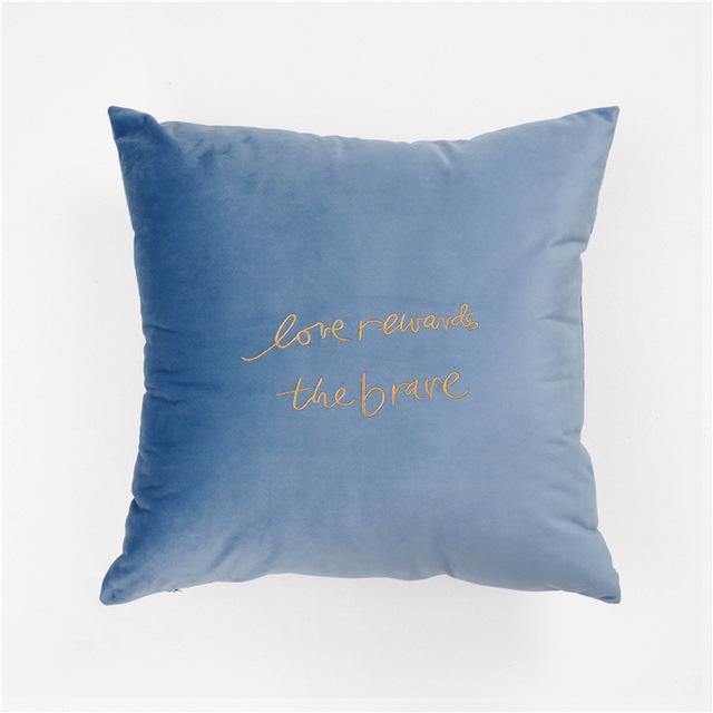 Velvet Cushion Cover With Letter - Nordic Side - 