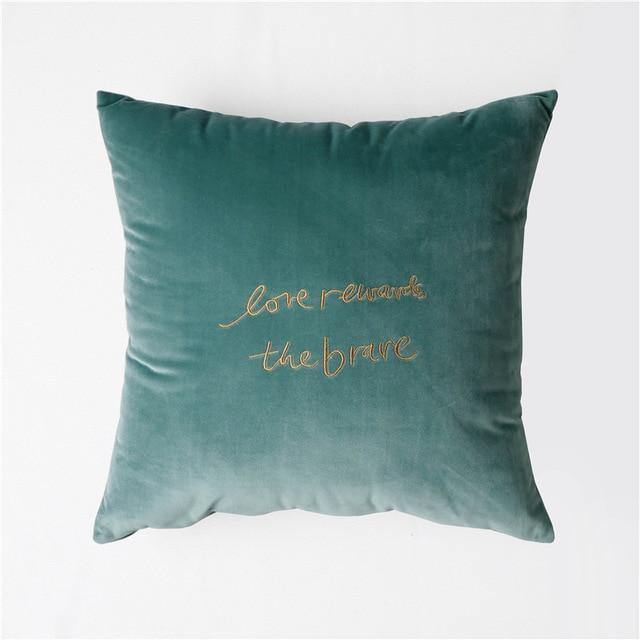 Velvet Cushion Cover With Letter - Nordic Side - 