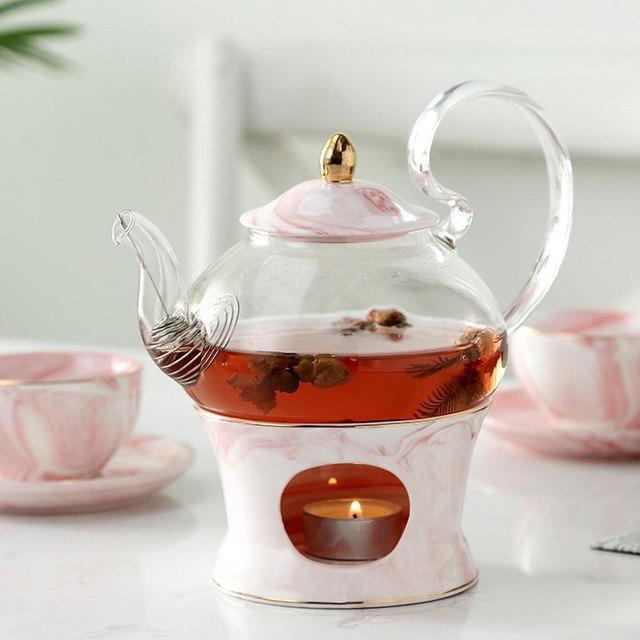 Glass Teapot with Ceramic Marble - Nordic Side - 