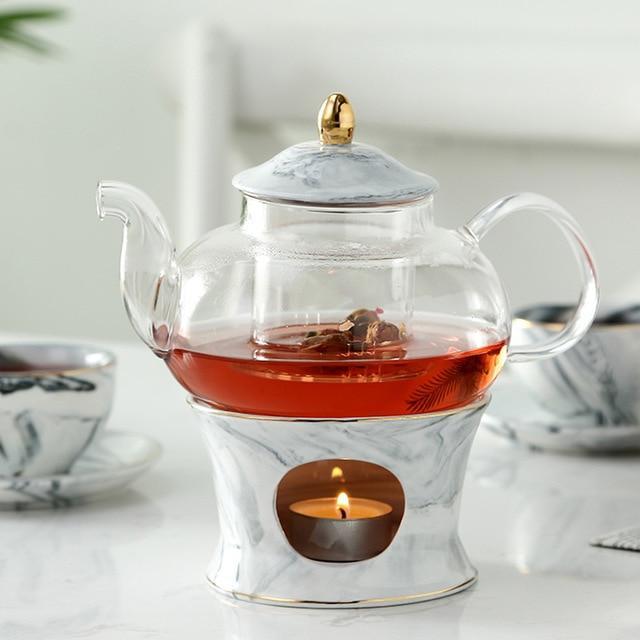 Glass Teapot with Ceramic Marble - Nordic Side - 