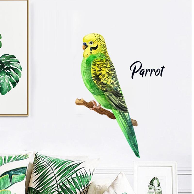 Yellow & Green Parrot Wall Sticker - Nordic Side - 