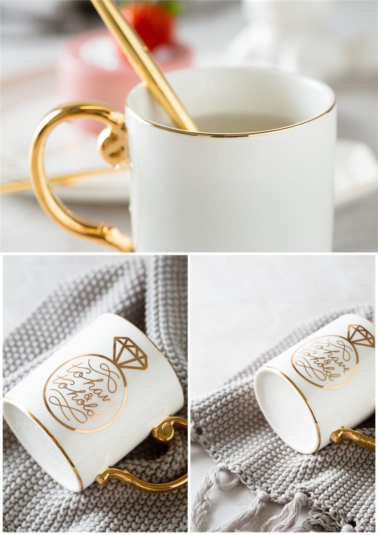Golden Handle Mugs with Letter - Nordic Side - 