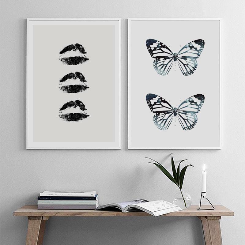 Black Butterfly & Lips Wall art - Nordic Side - 
