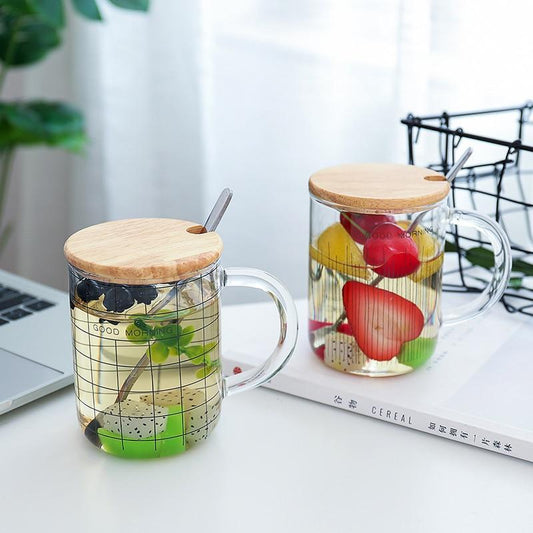 Simple Grid Glass Cup - Nordic Side - 