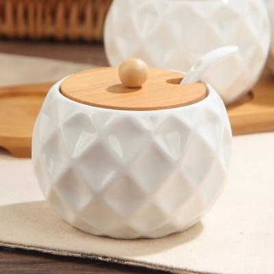 Spheric Bamboo & Ceramic Container - Nordic Side - dining, kitchen