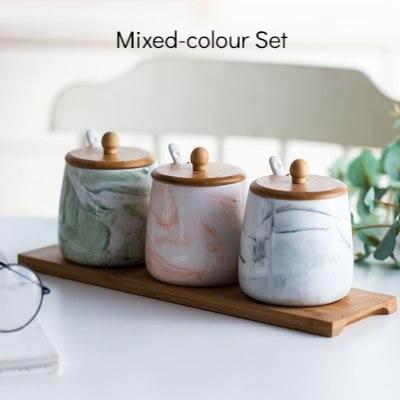 Marble Ceramic Rounded Jar - Nordic Side - 