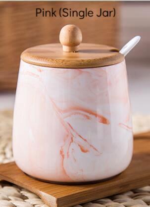 Marble Ceramic Rounded Jar - Nordic Side - 