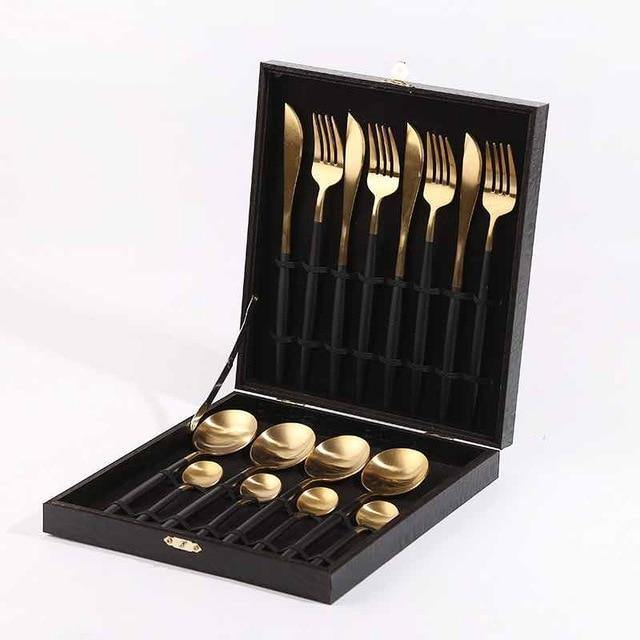 16 Pieces Metal Cutlery Set with Gift Box - Nordic Side - 