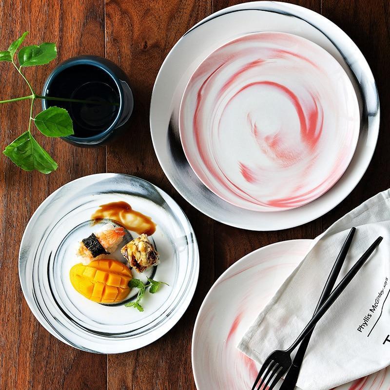 Pink & Grey Marble Plates - Nordic Side - 