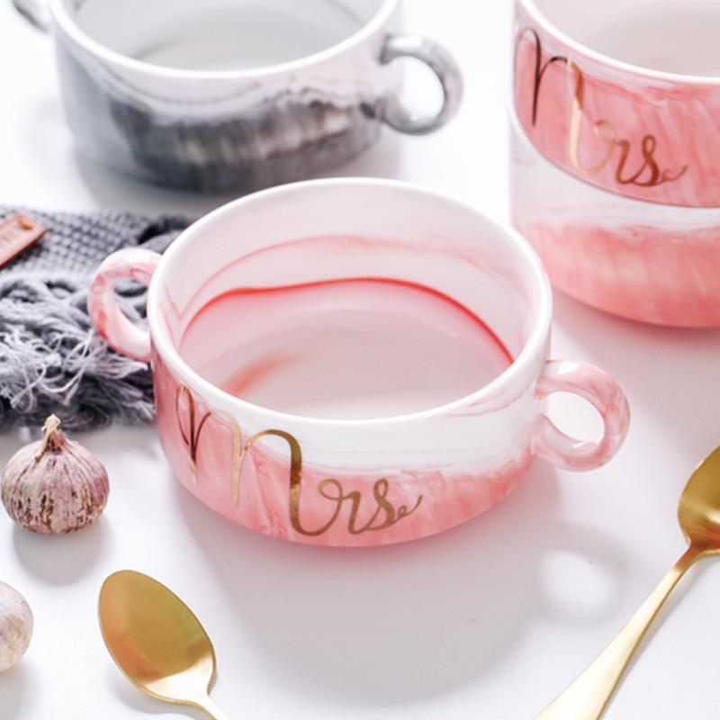 Pink & Grey Marble Soup Bowl - Nordic Side - 