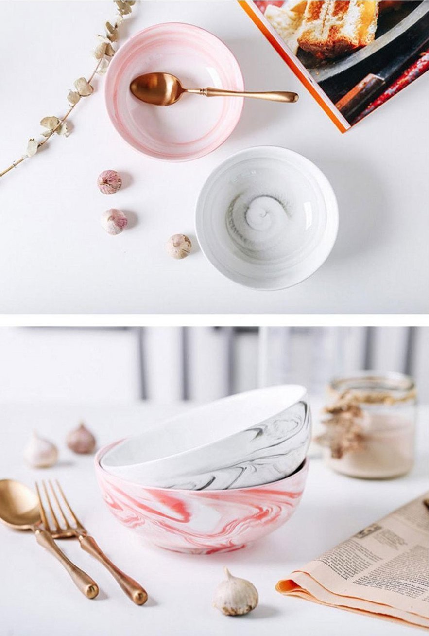 Pink & Grey Marble Bowl - Nordic Side - 