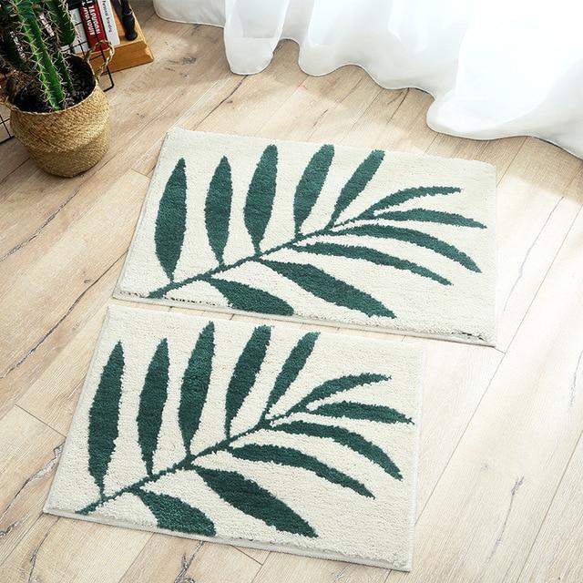 Delaney - Small Leaf Fluffy Rug - Nordic Side - 04-23, bath-mat, door-mat, door-rug, modern, shaggy-rug, small-rug, tropical, welcome-mat