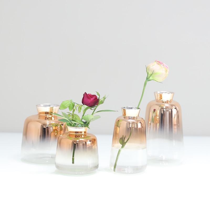 Gradient Rose Gold Glass Vase - Nordic Side - 