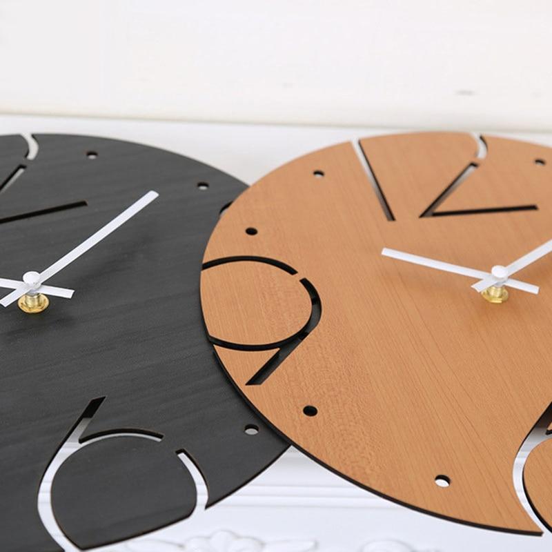 Perry - Number Hollow Out Wooden Clock - Nordic Side - 05-15, modern-wall-clock