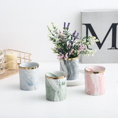 Coloured Marble Ceramic Mini Pot - Nordic Side - 