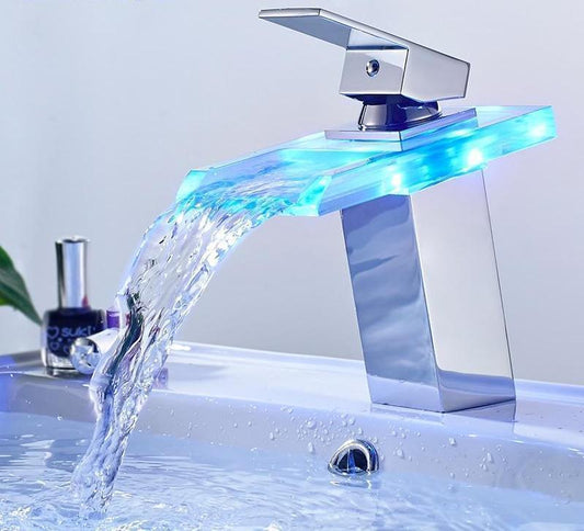 LED Temperature Color Changing Faucet - Nordic Side - 12-12, bathroom, bathroom-collection, bathroom-faucet, fab-faucets, faucet, feed-cl0-over-80-dollars, kitchen, kitchen-faucet, LED, moder