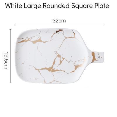Golden Inlay Marble Octagonal Plates - Nordic Side - 