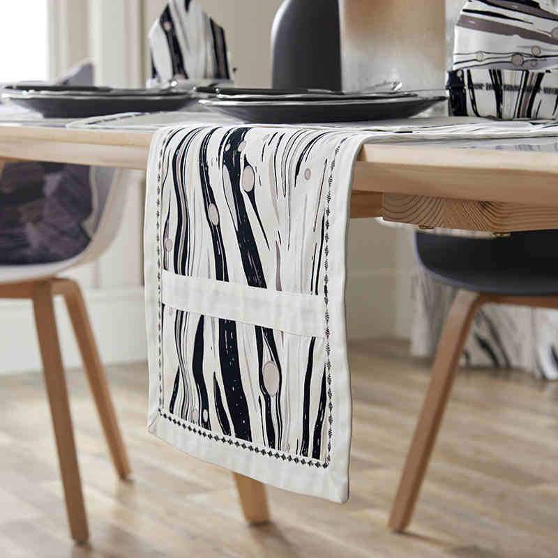 Cotton Grey Paint Table Runner - Nordic Side - 