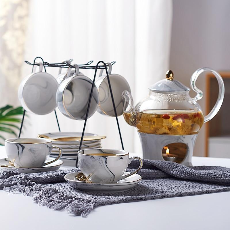 Marble Porcelain Tea Cup - Nordic Side - 