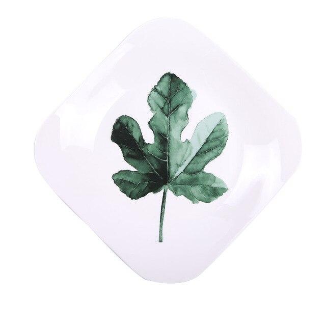 Green Leaves Square Plates - Nordic Side - 