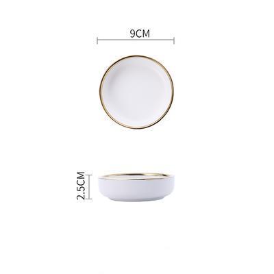 Black & White Ceramic Dinnerware with Gold Rim - Nordic Side - 