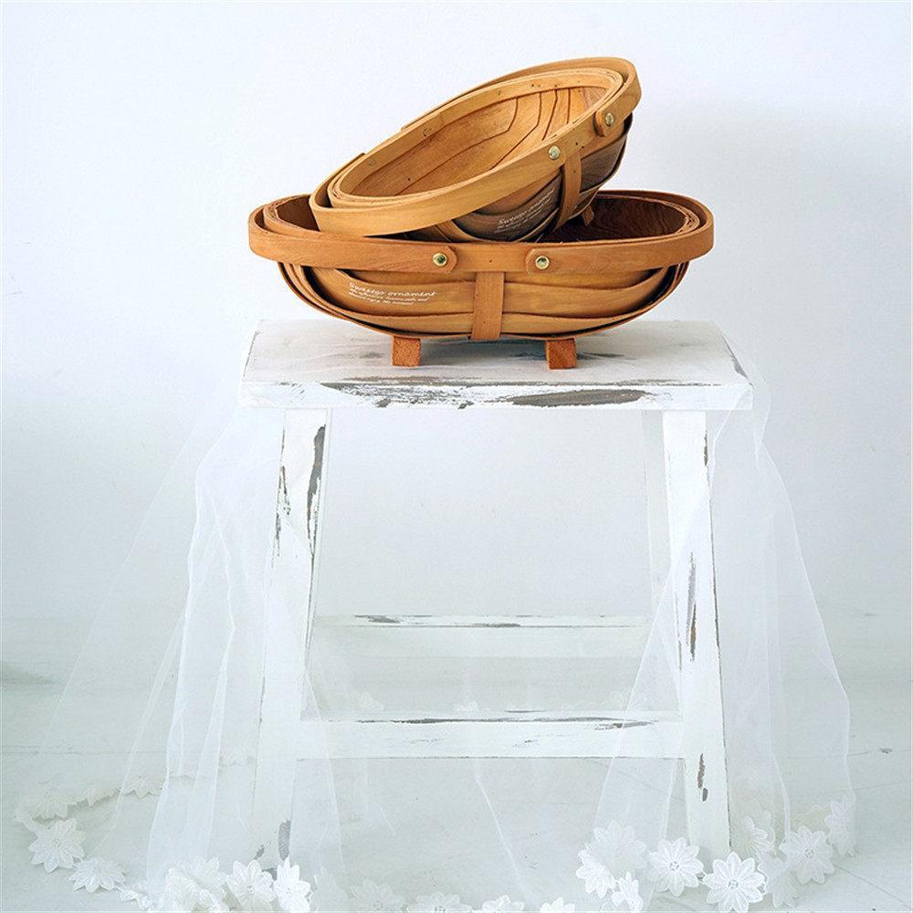 Wood Weave Wide Basket - Nordic Side - 