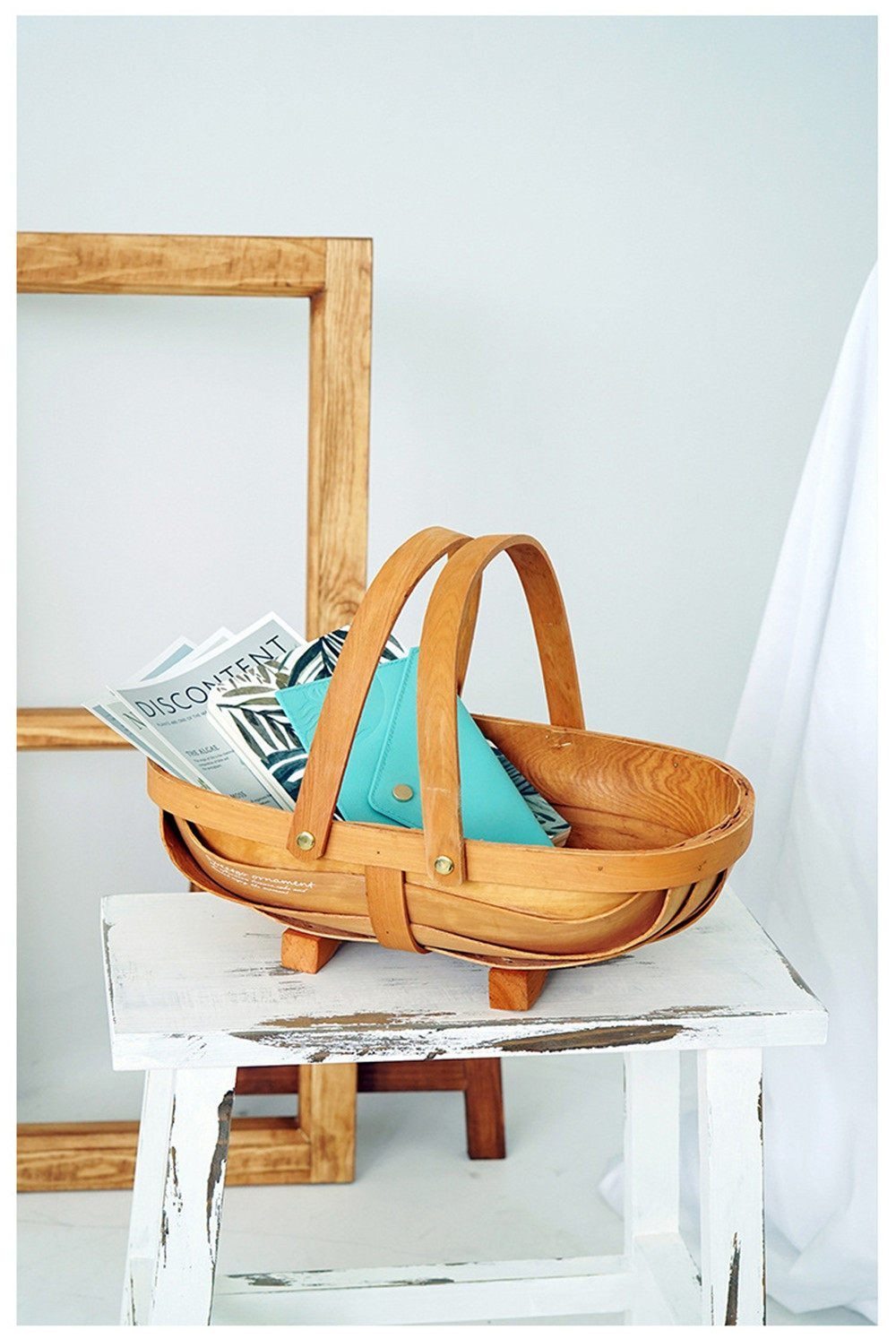 Wood Weave Wide Basket - Nordic Side - 