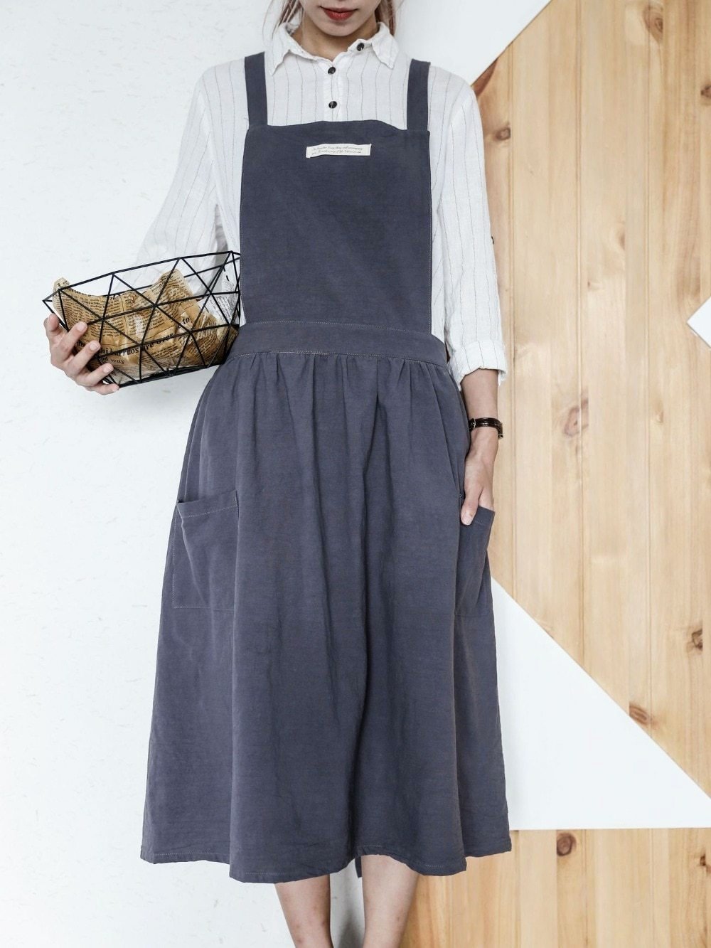 Pleat Skirt Cotton Apron - Nordic Side - 