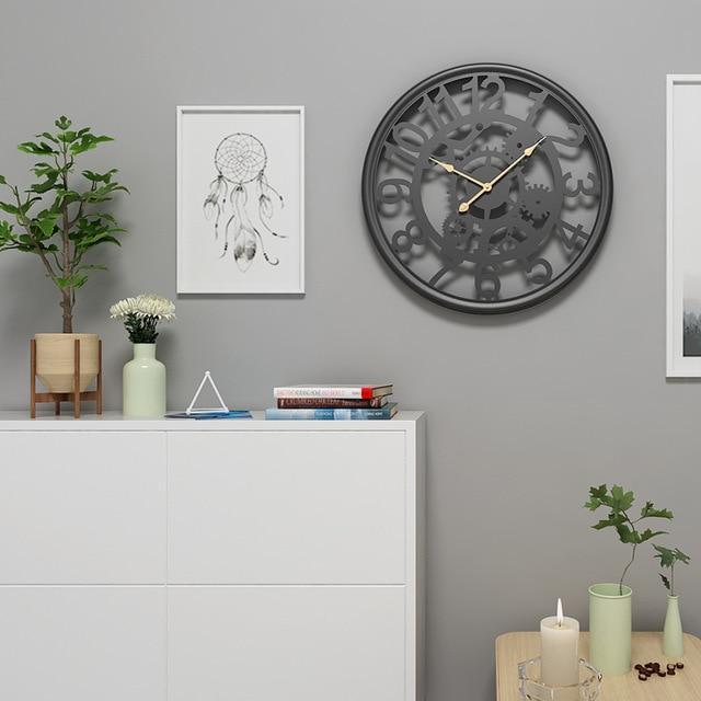 Linden - Cogs & Gears Wrought Iron Clock - Nordic Side - 05-15, feed-cl0-over-80-dollars, modern-wall-clock