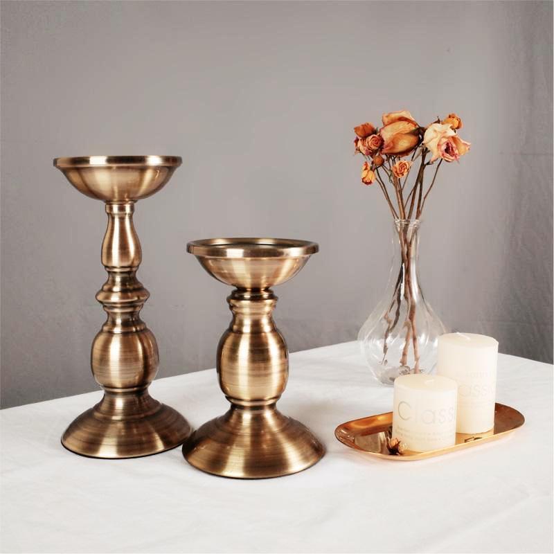 Set of 2 Antique Candleholders - Nordic Side - 