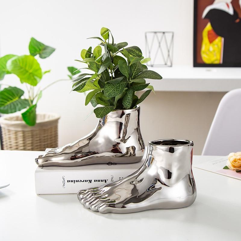 Gold & Silver Foot Vase - Nordic Side - 