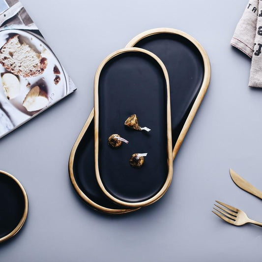 Laurel - Black & Gold Ceramic Jewelry Dish - Nordic Side - 07-30, feed-cl0-over-80-dollars