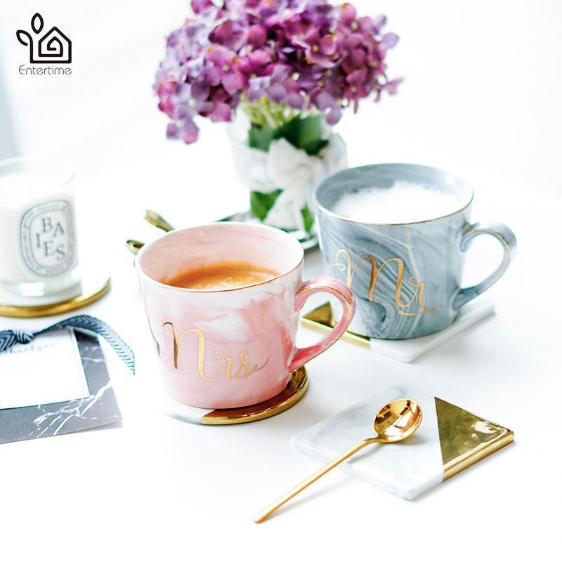 Mr. and Mrs. Marble mugs - Nordic Side - drinkware, gift box, mug, mugs