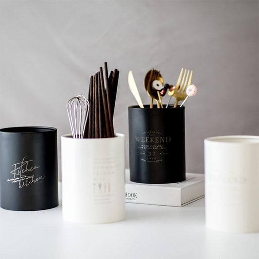 Black & White Cutlery Organiser - Nordic Side - 