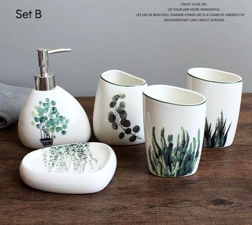 Ceramic Palm Bathroom Organisers - Nordic Side - 
