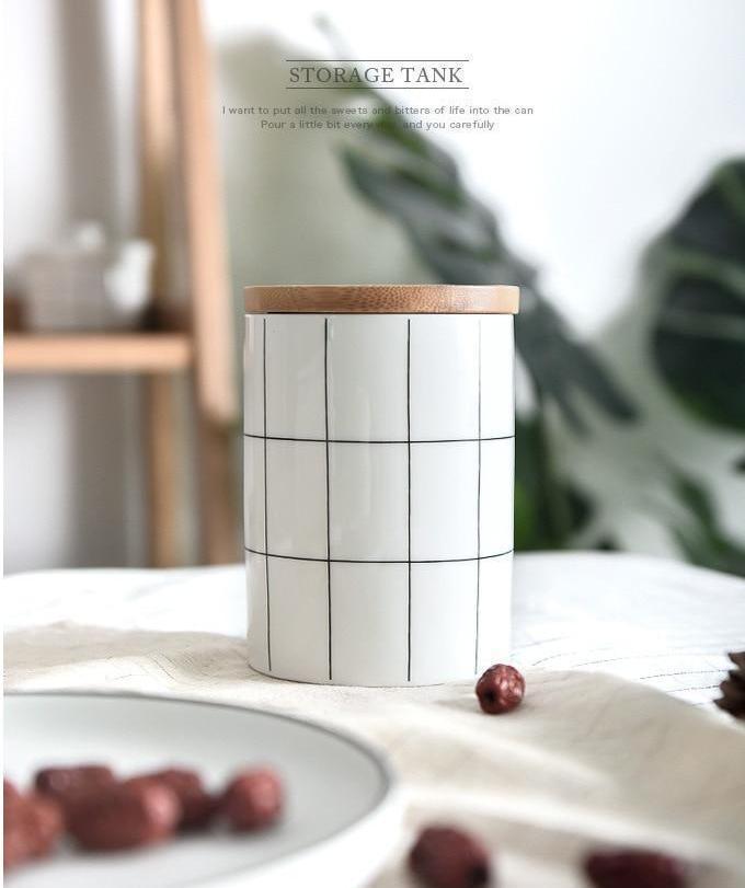 Grid Ceramic Jar - Nordic Side - 