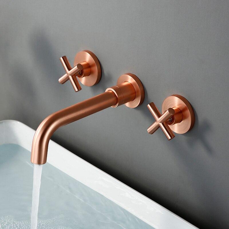 Bertinelli - Double Cross Handle Wall Mounted Faucet - Nordic Side - 11-18, modern-pieces