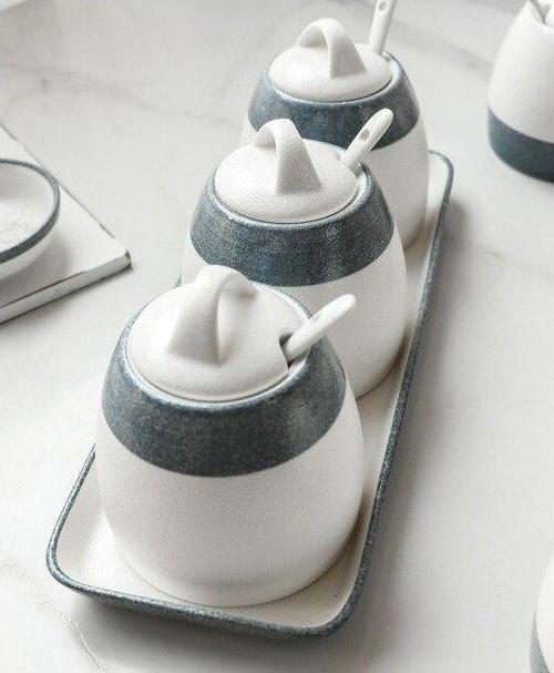 White & Grey Spice Jar - Nordic Side - 