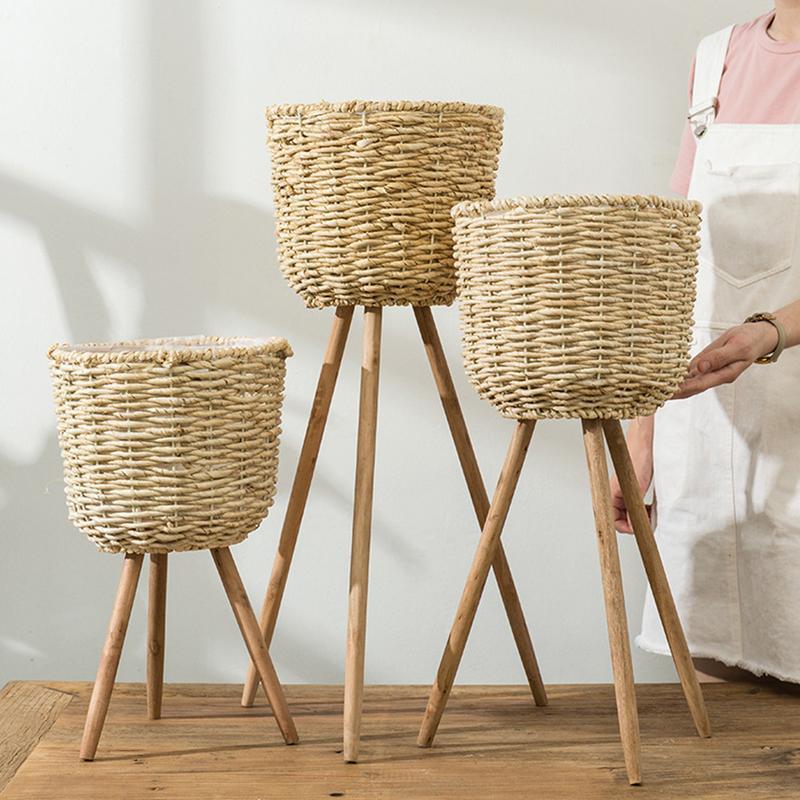 Ottilie - Handmade Bamboo Standing Basket - Nordic Side - 08-06, modern-farmhouse