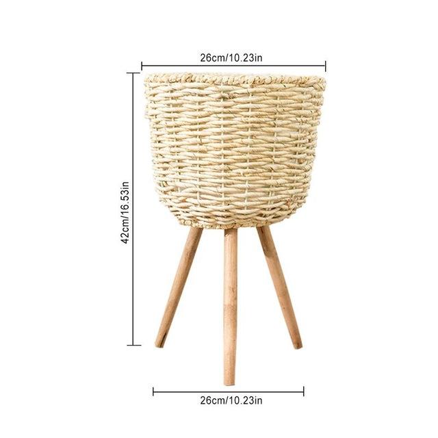 Ottilie - Handmade Bamboo Standing Basket - Nordic Side - 08-06, modern-farmhouse