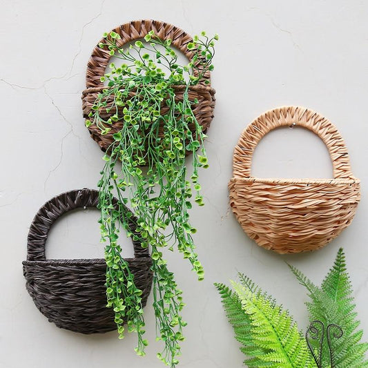 Allen - Rattan Wicker Wall Mounted Planters - Nordic Side - feed-cl1-planters, modern-farmhouse, modern-planter-collection, outdoor-decor