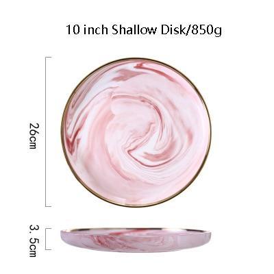 Pink Marble with Gold Rim Dinnerware - Nordic Side - 