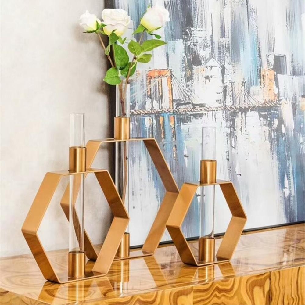 Metal Hexagonal Vases - Nordic Side - 
